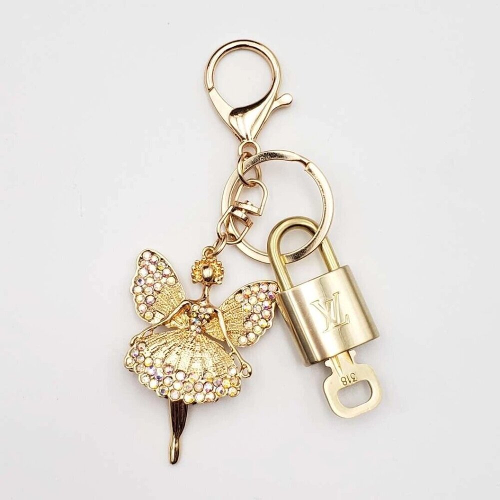 Authentic LV Louis Vuitton Gold Lock & Key 🔑Unbranded Fairy Keychain Charm